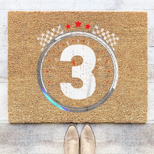 Kids 3rd Birthday Boy 3 Third Race Car Birthday Coir Doormats