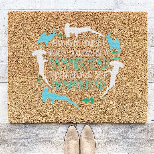 Hammerhead Underwater Ocean Hammerhead Shark Lover Coir Doormats