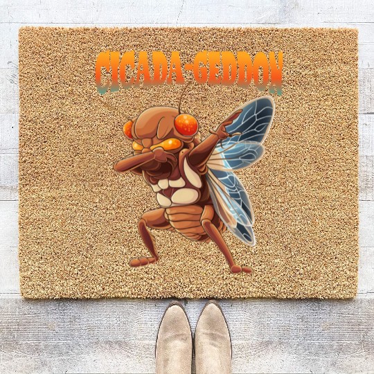 Funny Dabbing Cicada 2024 Dab Coir Doormats