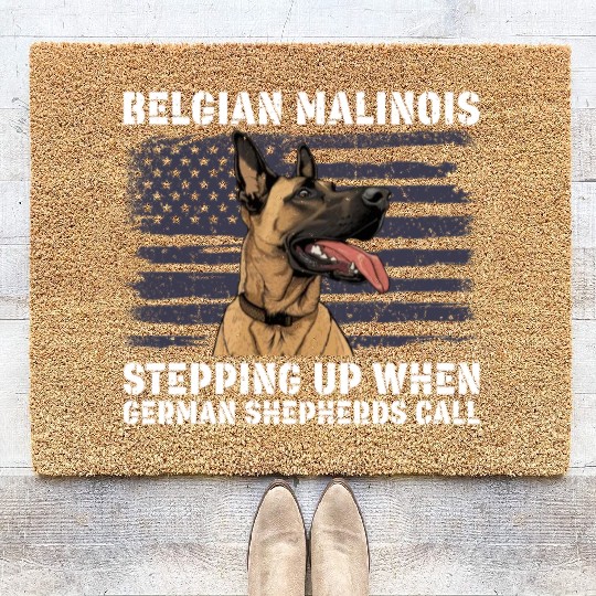 BELGIAN MALINOIS STEPPING UP WHEN SHEPHERDS CALL Coir Doormats