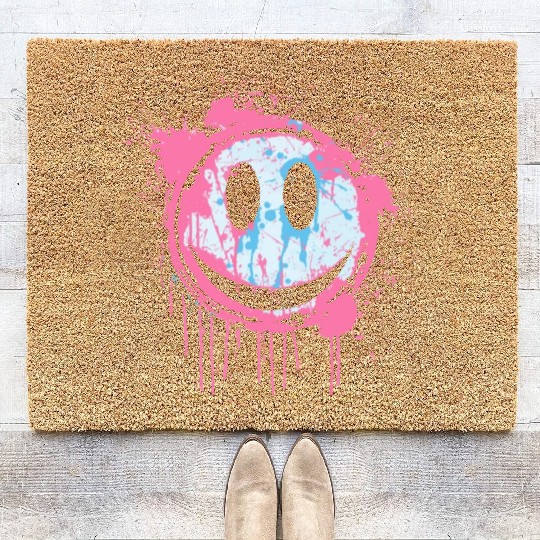 Graffiti Smiley Face - Urban Street Art Coir Doormats