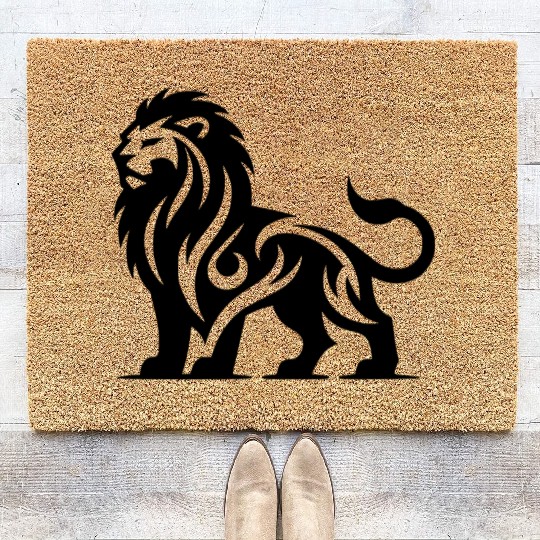 T Tattoo Lion With Wild Mane Coir Doormats