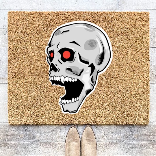 the silver skull looks up Coir Doormats