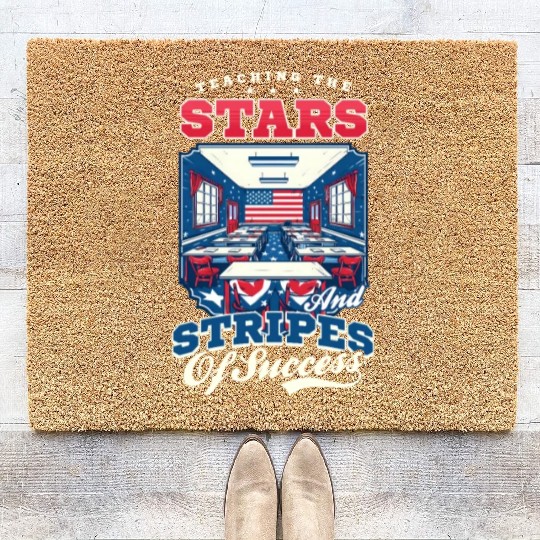 Patriotic Teacher Teaching Stars Stripes Success Coir Doormats