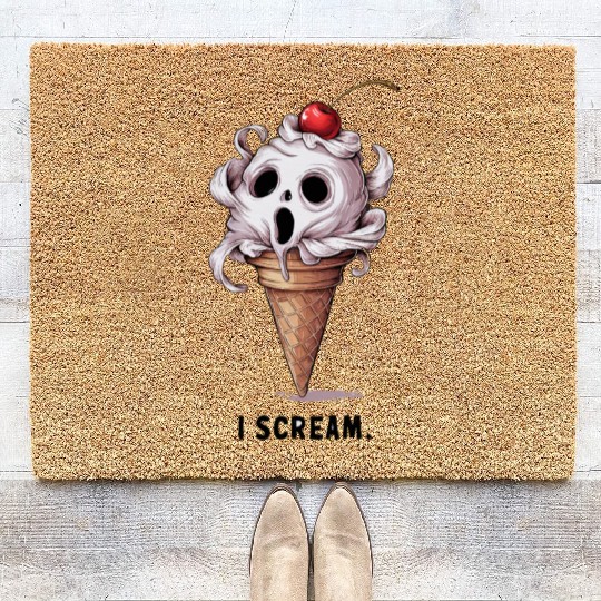 I Scream Ice Cream Skull Art Coir Doormats