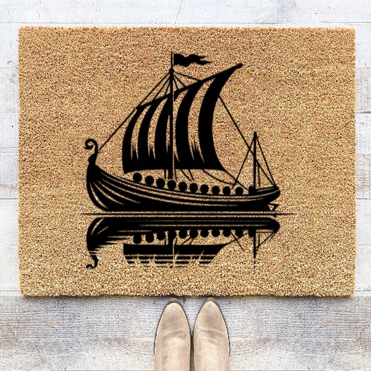 Strong Viking Dragon Boat With Sail Coir Doormats
