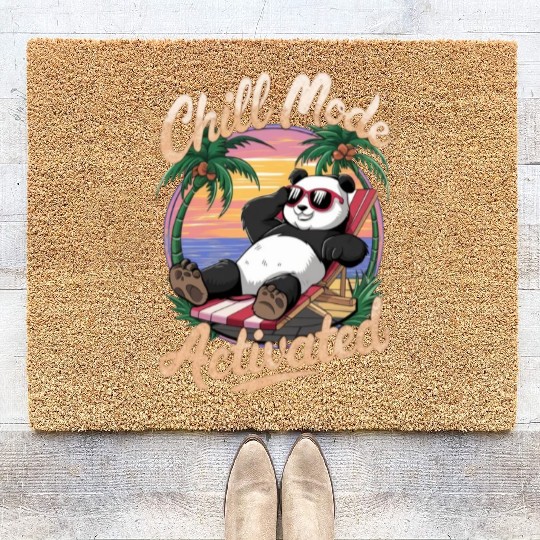 Panda Beach Vacation Coir Doormats