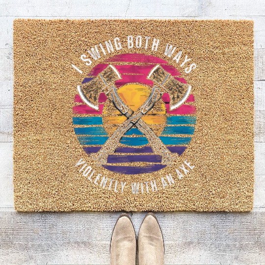Bisexual I Swing Both Ways Axe Funny Bi Pride Flag Coir Doormats