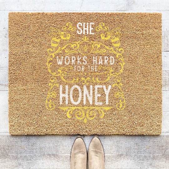 Bee Nature Flower Meadow Beekeeper Coir Doormats