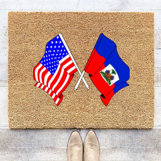 USA flag USA, Haiti flag Coir Doormats