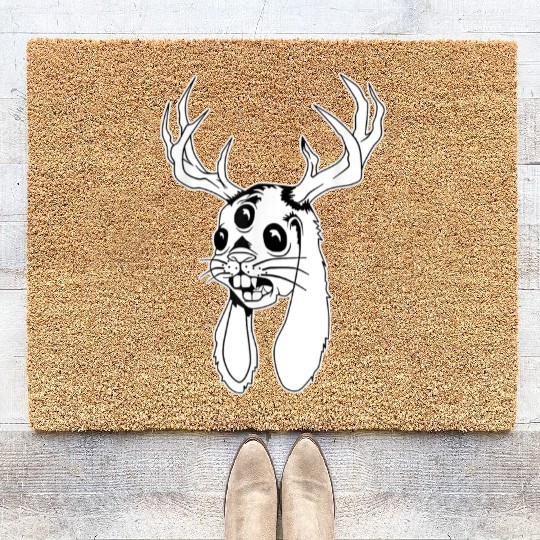 Believe Jackalope Jackrabbit Lovers Coir Doormats