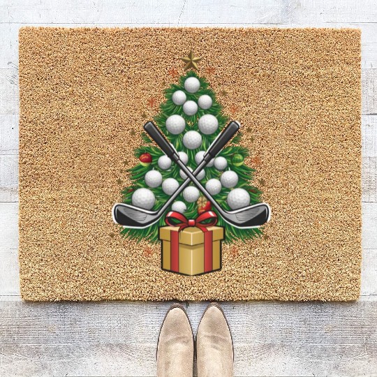 Golf Equipment Christmas Tree Christmas Golf Coir Doormats
