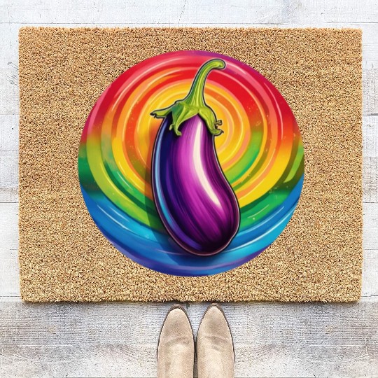 LGBTQ Eggplant Coir Doormats