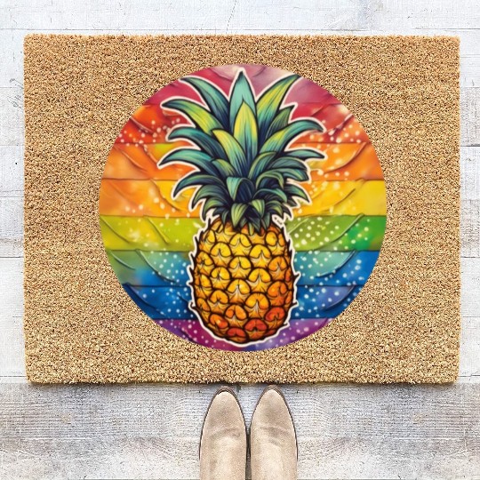 LGBTQ Pineapple Coir Doormats