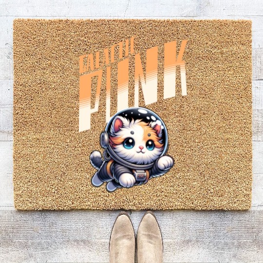 punk galaxy kitty Coir Doormats