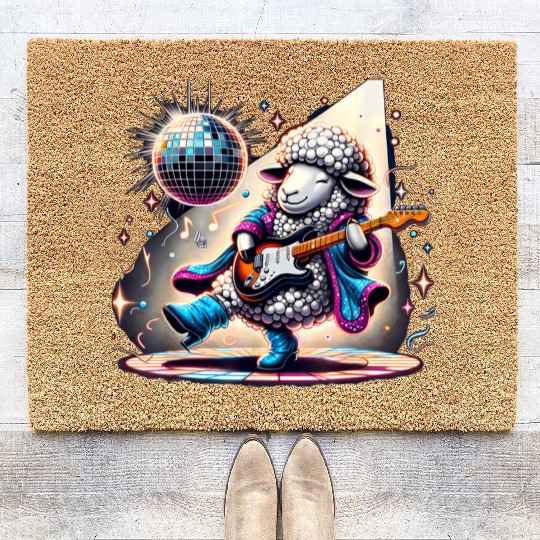 Disco Ball Guitar Sheep Coir Doormats