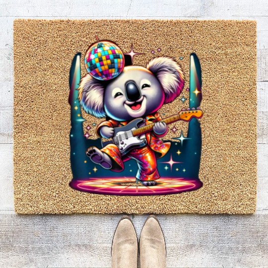 Disco Ball Guitar Koala Coir Doormats