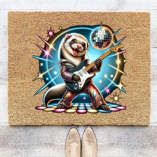 Disco Ball Guitar Ferret Coir Doormats