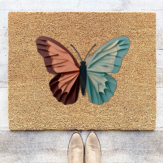 Pastel Origami Butterfly Design Coir Doormats