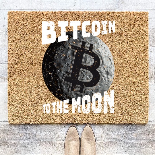 Bitcoin to the moon! Cryptocurrency Crypto Coir Doormats