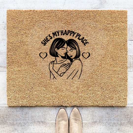 Happy Place Lesbian Couple Coir Doormats