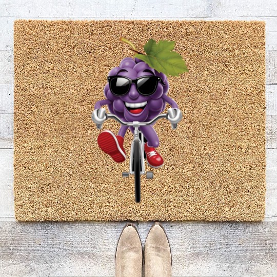 Grapes Cycling On Bike Realistic Coir Doormats