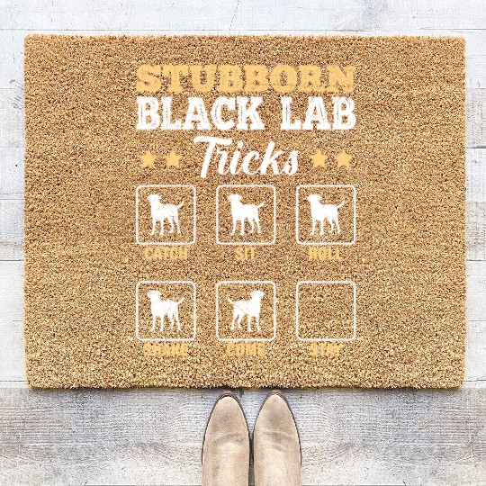 Labrador STUBBORN BLACK LAB TRICKS Labrador Coir Doormats