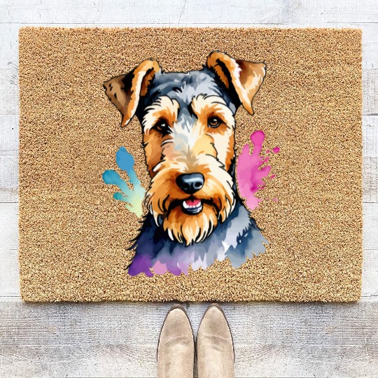 Airedale Terrier Watercolor Coir Doormats