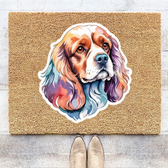 American Cocker Spaniel Watercolor Coir Doormats