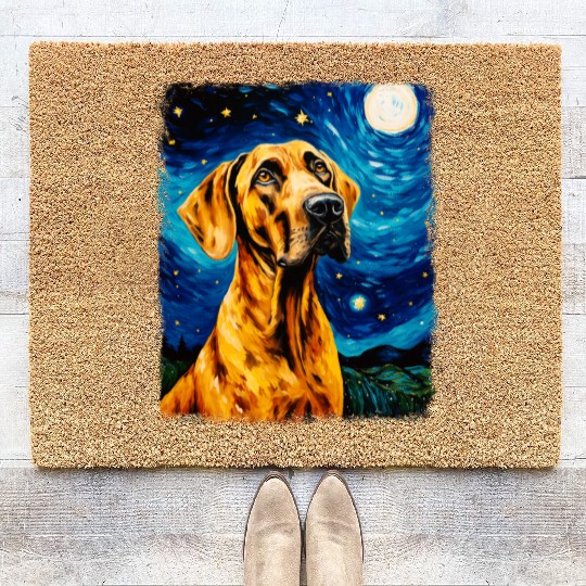 Great Dane Dog Starry Night Painting Coir Doormats