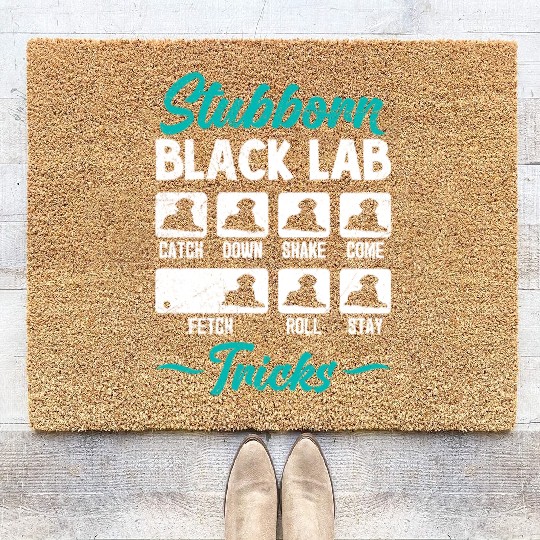 Labrador STUBBORN BLACK LAB TRICKS Labrador Coir Doormats