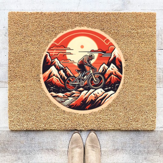 Mountain Biking 90s Colors Coir Doormats