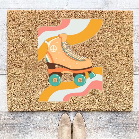 Vintage 90s Aesthetic Retro Roller Skates Coir Doormats