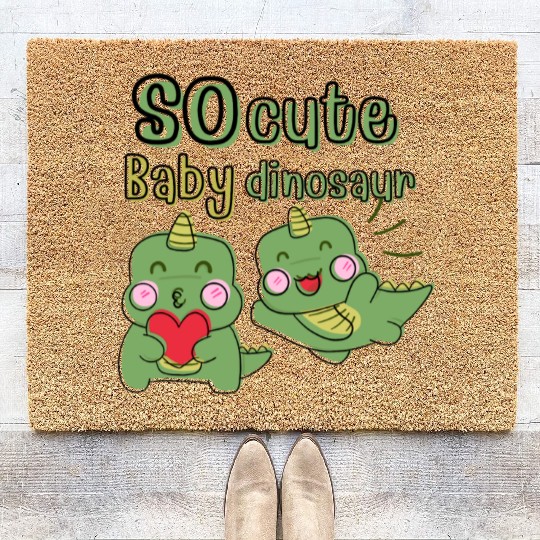 little green dinosaur Coir Doormats