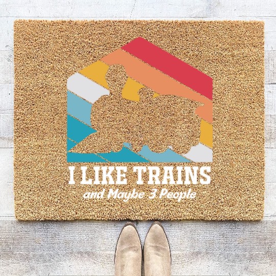 Model Train I Like Trains And Maybe Three People Coir Doormats