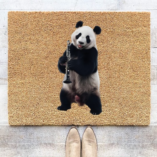 Panda Playing Clarinet Realistic Coir Doormats