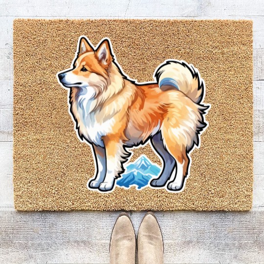 Icelandic Sheepdog Watercolor Coir Doormats