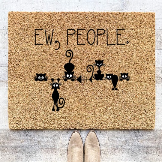 Ew People Black Cat Funny Coir Doormats
