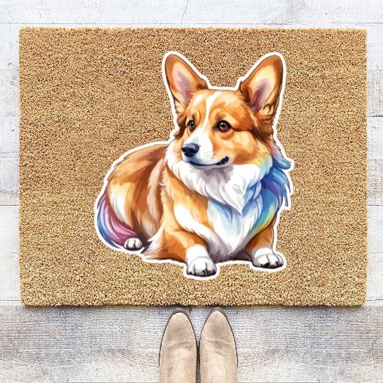 Pembroke Welsh Corgi Watercolor Coir Doormats