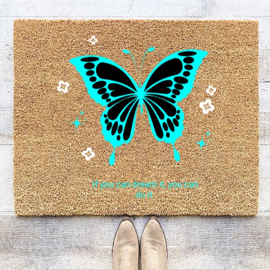 Beautiful butterfly with inspiring phrases Coir Doormats
