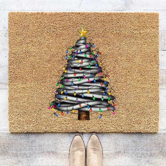 Christmas Light Tree Holiday Coir Doormats