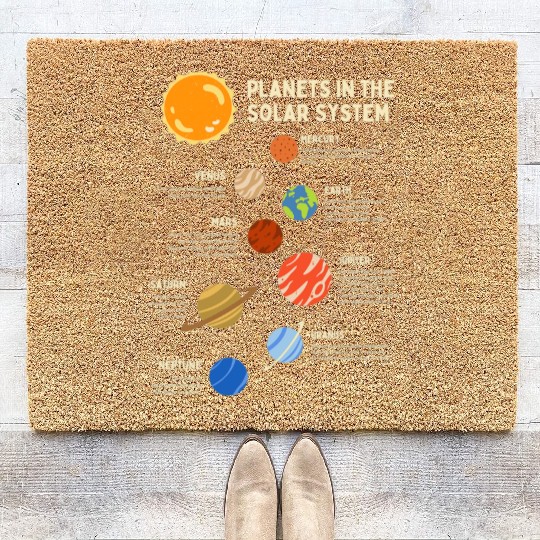 Colorful Solar System Planets Space Science Coir Doormats