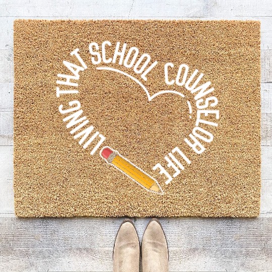 School Counselor Heart Living That Coir Doormats