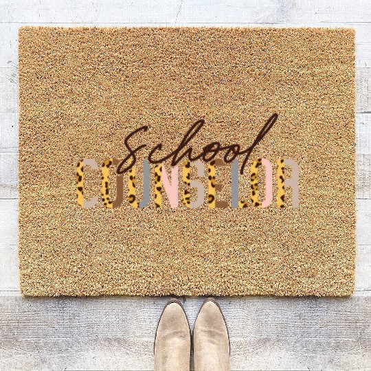 School Counselor Leopard Cheetah Coir Doormats
