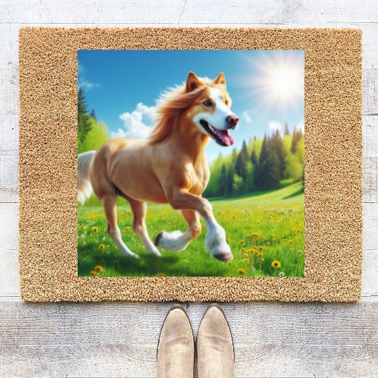 The golden retriever-horse Coir Doormats