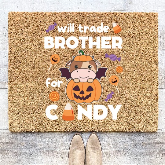 Cow Halloween Trade Brother For Candy Coir Doormats