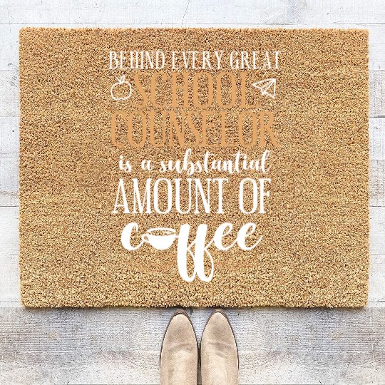 School Counselor Coffee Behind Coir Doormats