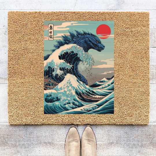 Kaiju Monster Japanese Great Wave Anime Graphic Coir Doormats