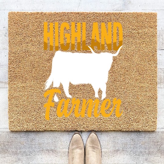 Highland Farmer Scottish Highland Cow Coir Doormats