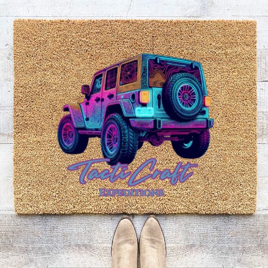 Jeep rear view topographical Coir Doormats
